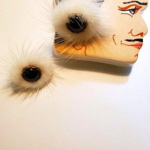 Vintage Fur Retro 50s Style Pinup Stud Earrings